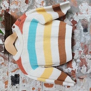 Indigo Striped Cotton Sweater 18-24 M
